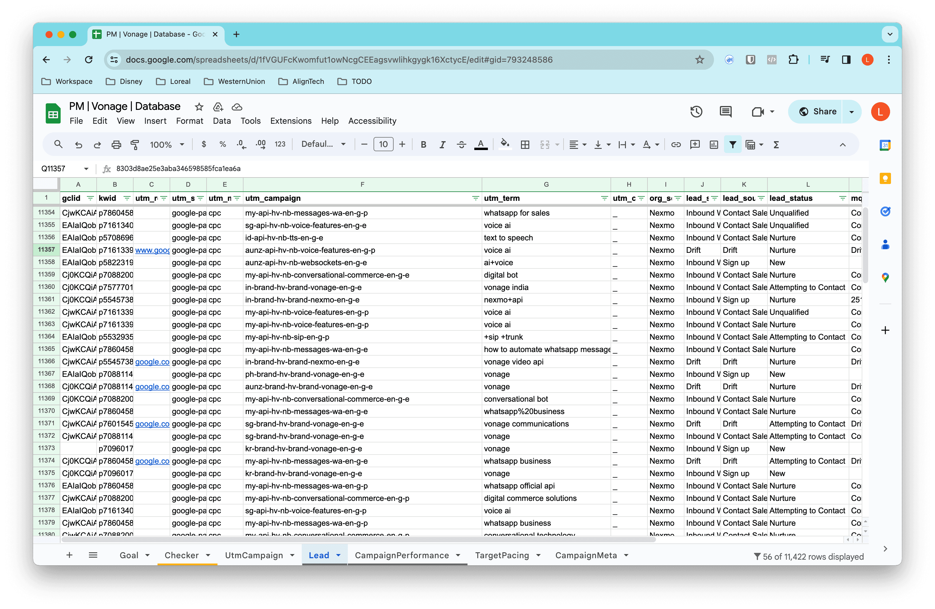 Google Sheets as Database Solution for Vonage