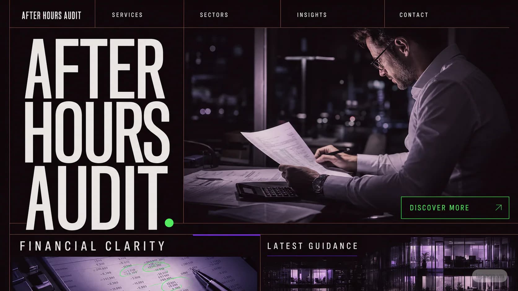 Full preview of the After Hours Audit website direction