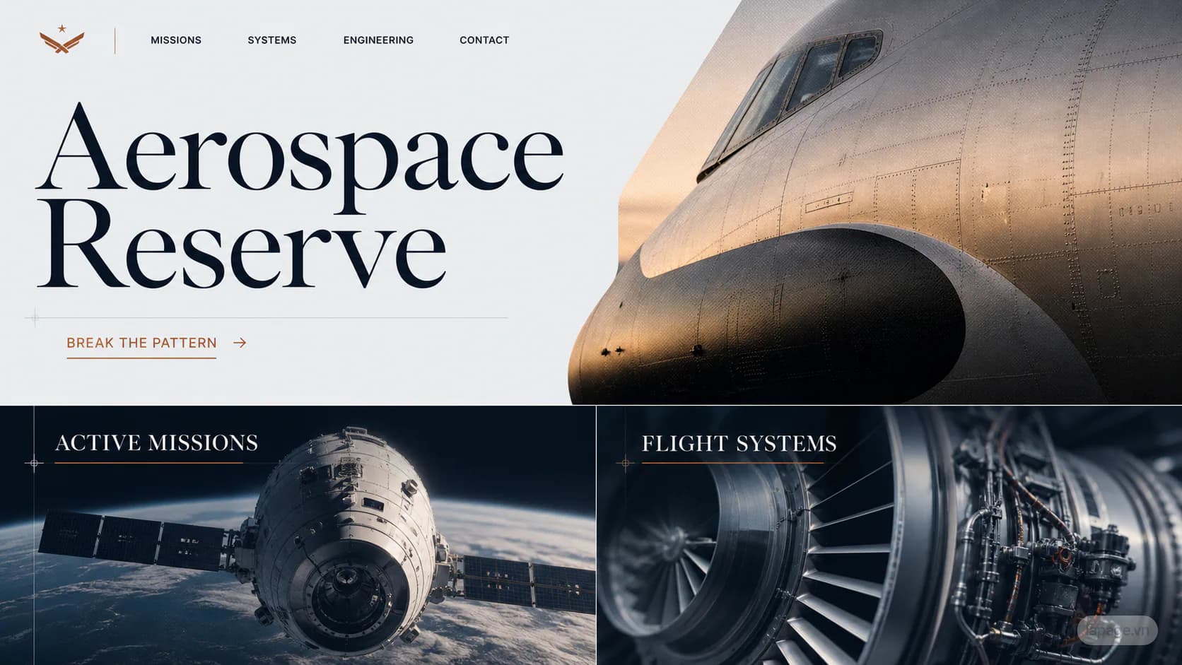 Bản xem trước đầy đủ định hướng website Aerospace Reserve