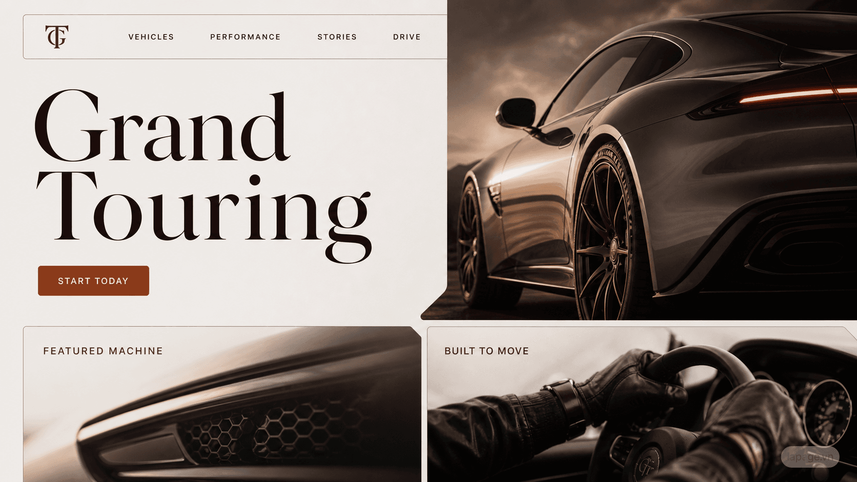 Grand Touring selected website direction