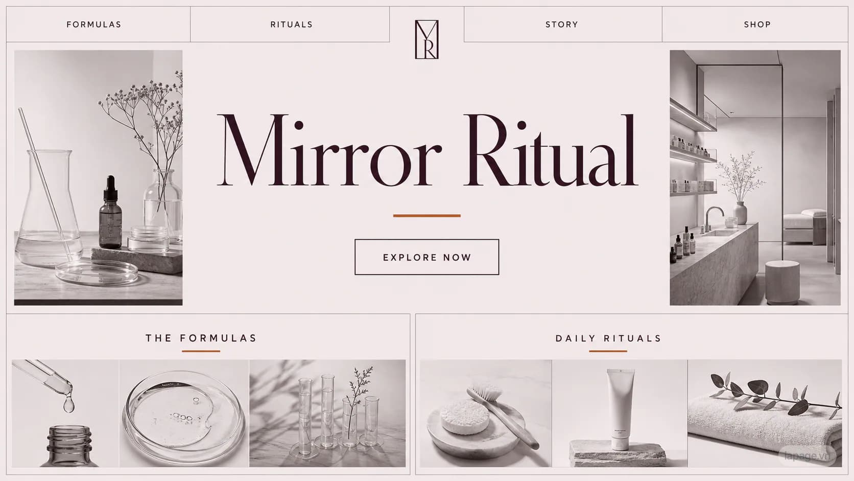 Full preview of the Mirror Ritual website direction