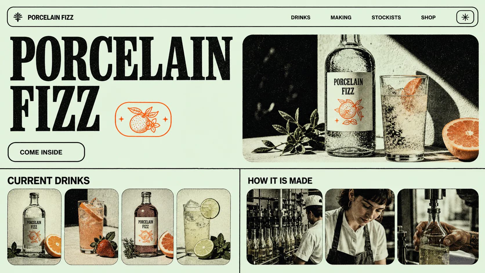 Preview of the related Porcelain Fizz website direction