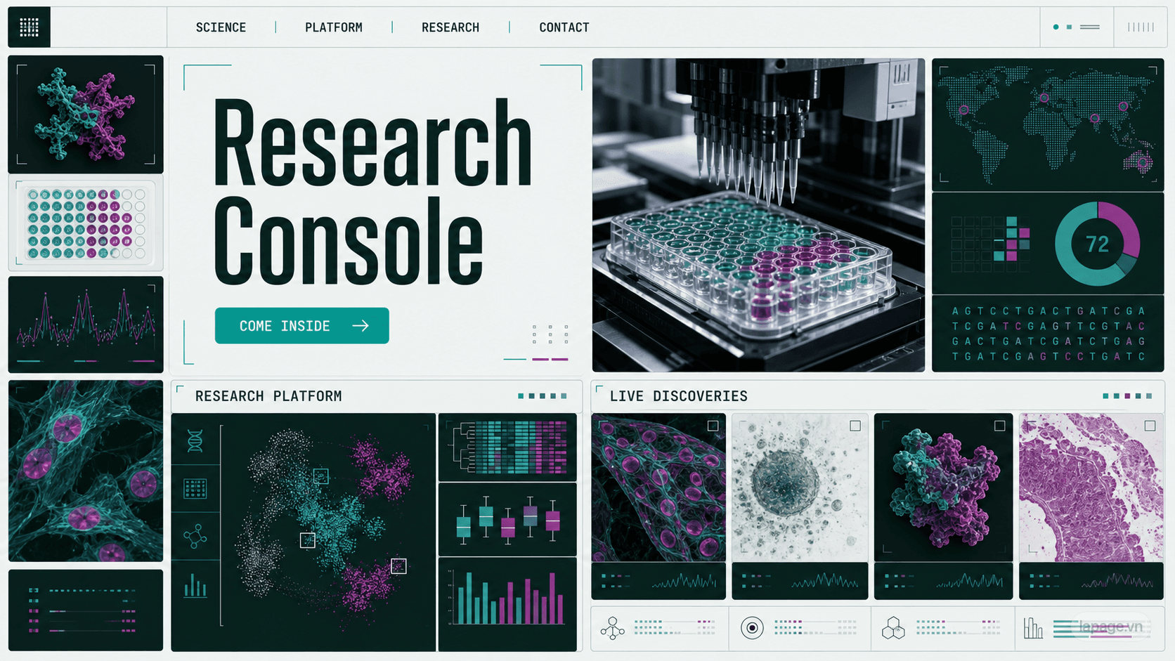 Full preview of the Research Console website direction