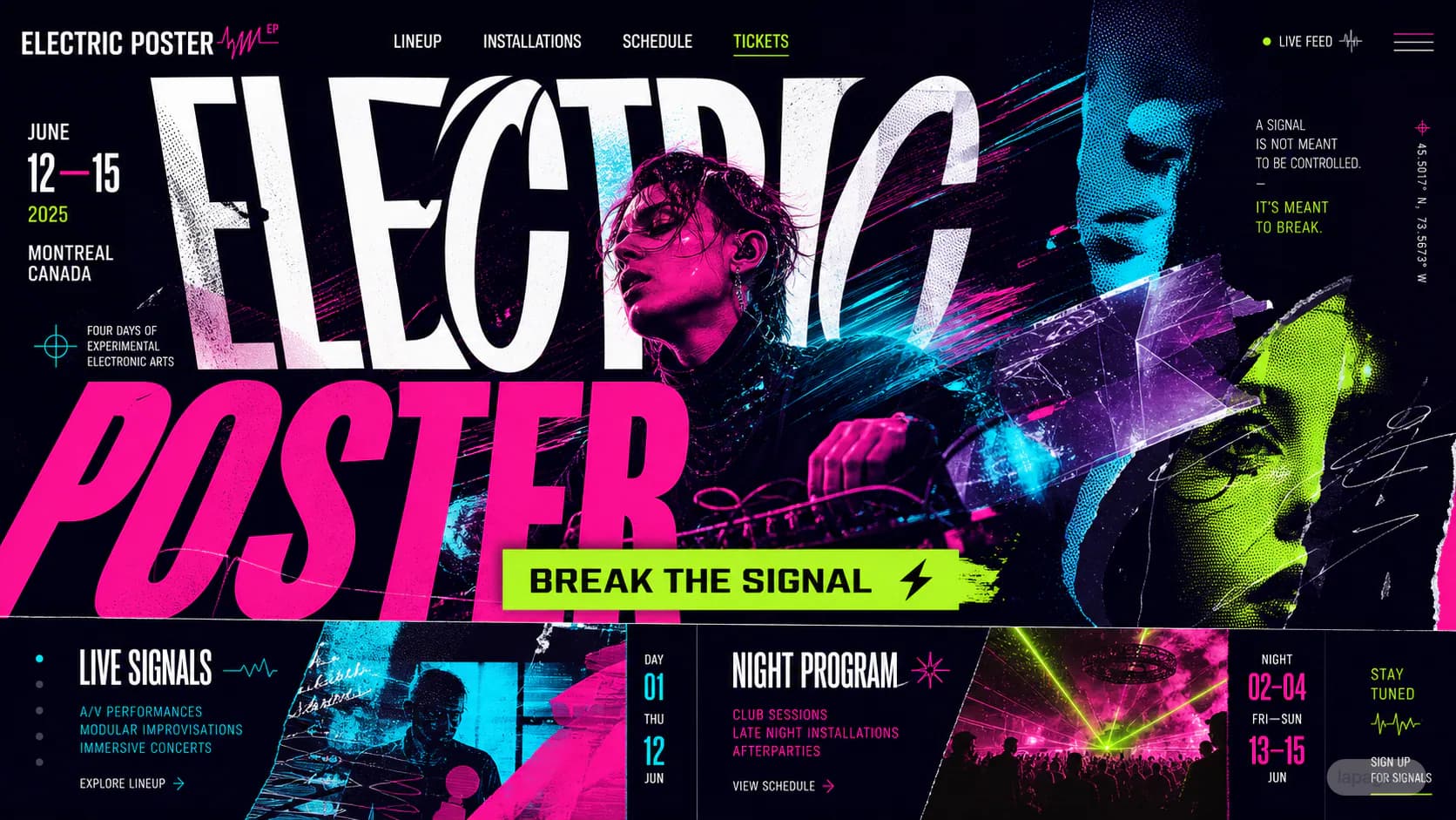 Preview of the related Electric Poster website direction