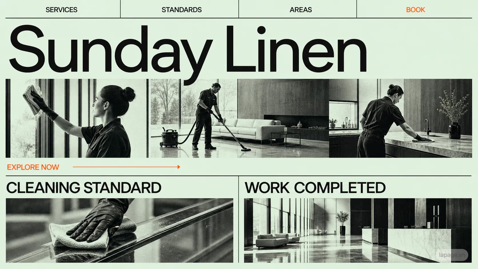 Full preview of the Sunday Linen website direction