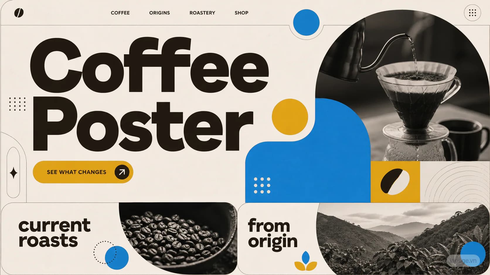 Bản xem trước đầy đủ định hướng website Coffee Poster