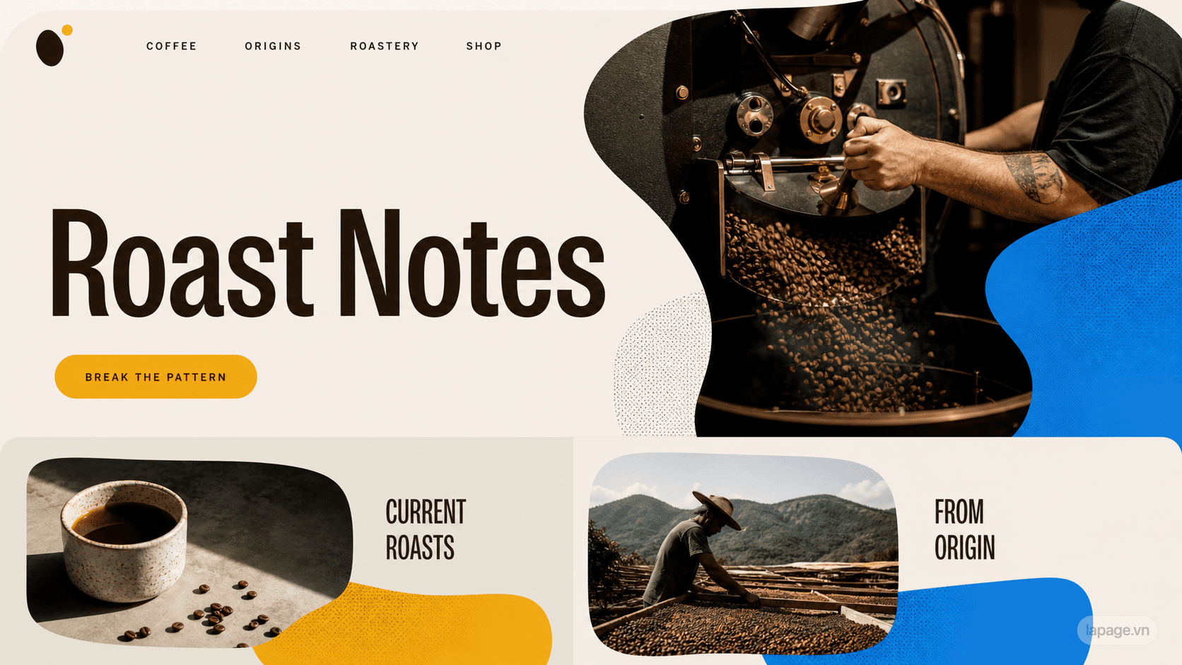 Full preview of the Roast Notes website direction