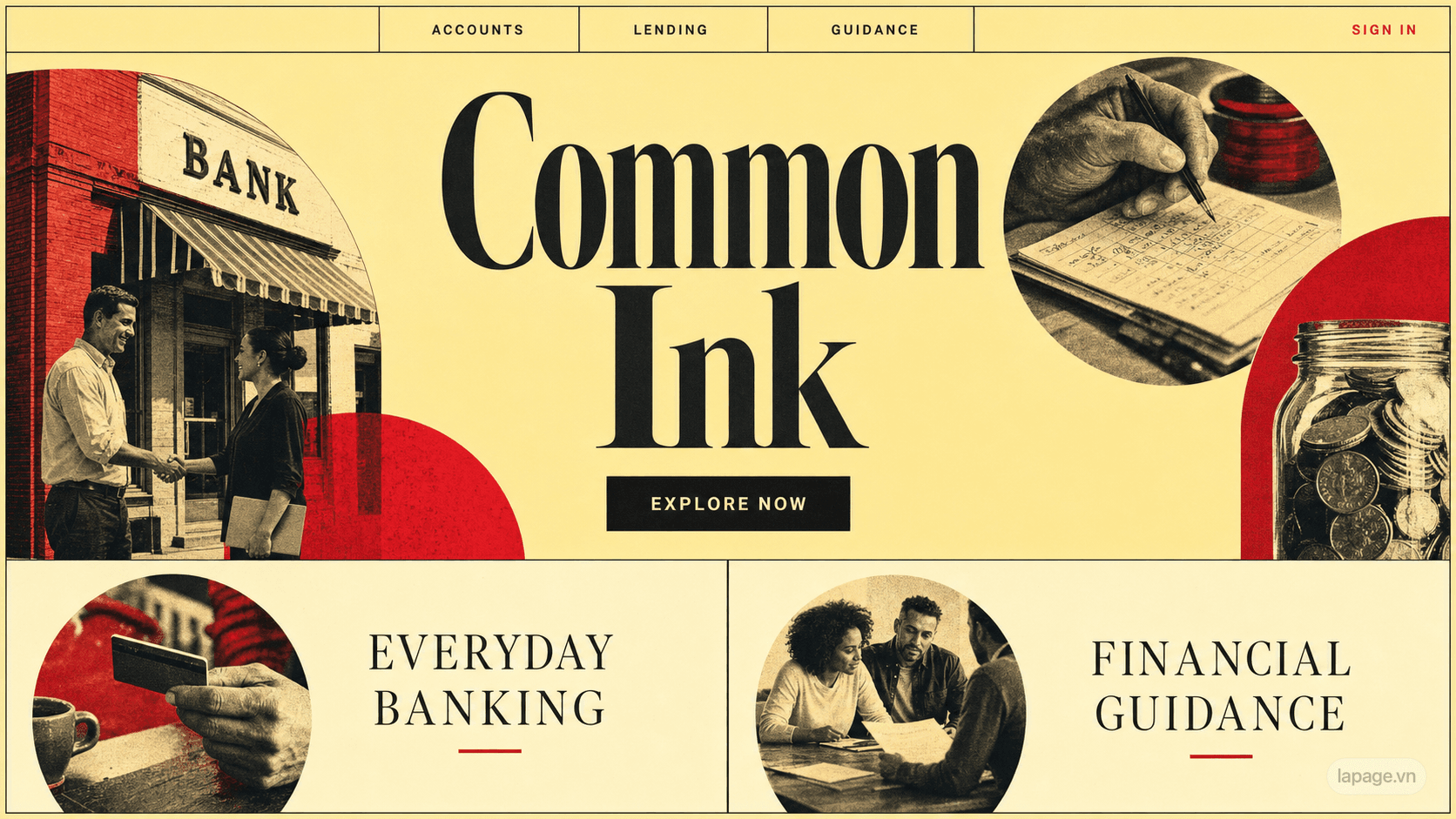 Full preview of the Common Ink website direction