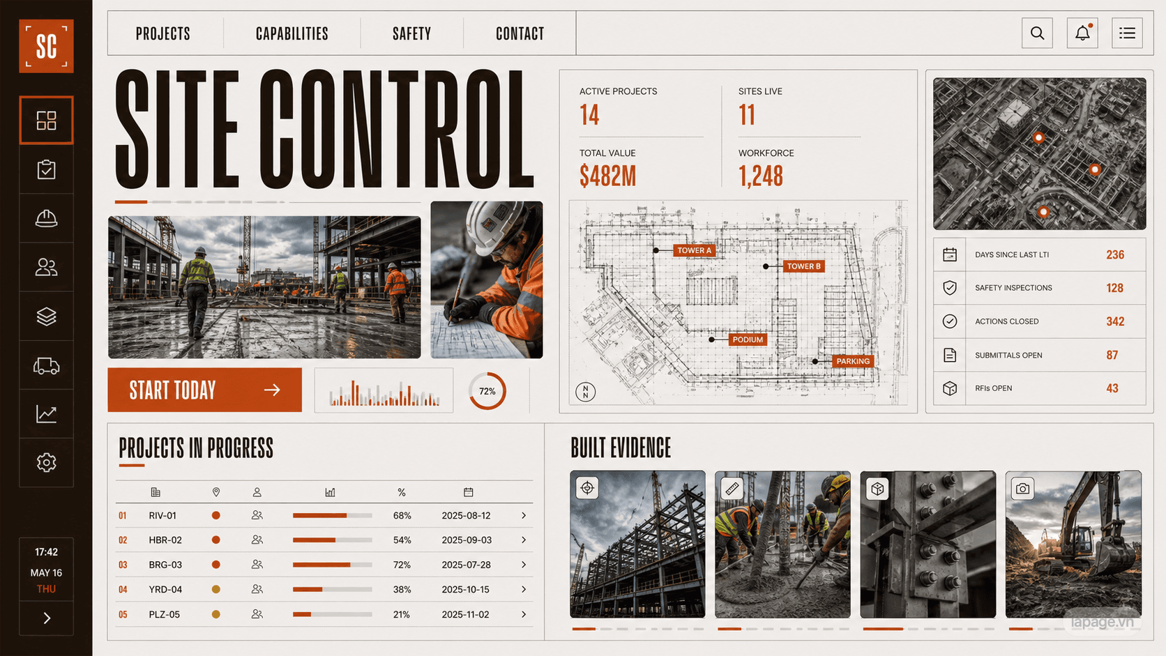 Full preview of the Site Control website direction