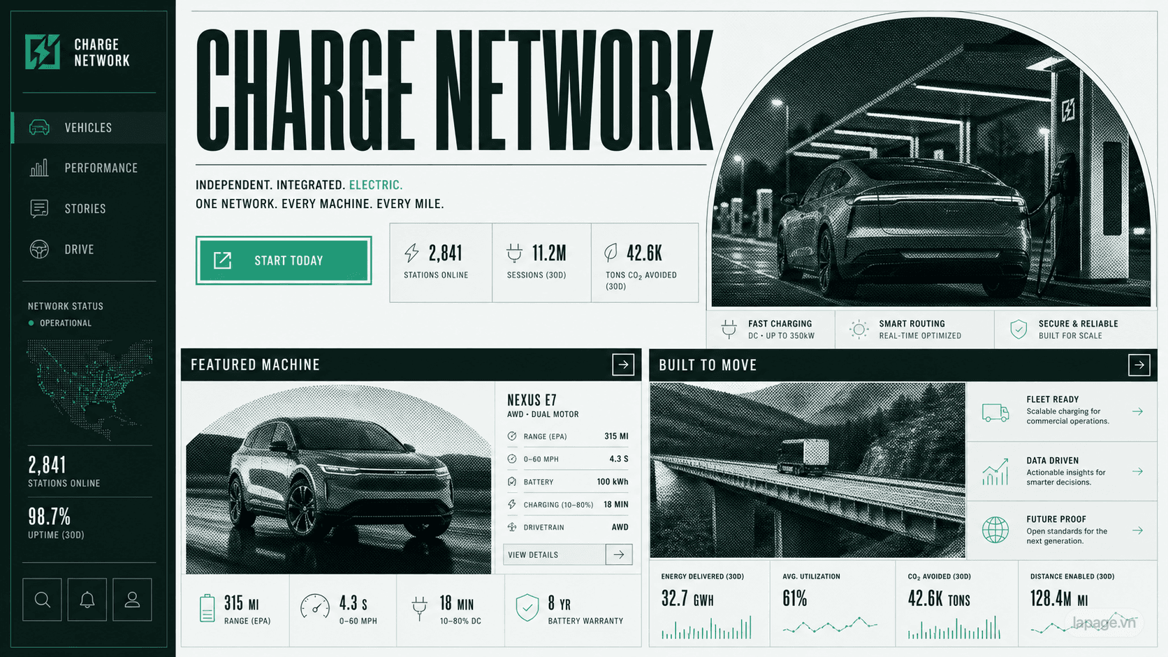 Preview of the related Charge Network website direction