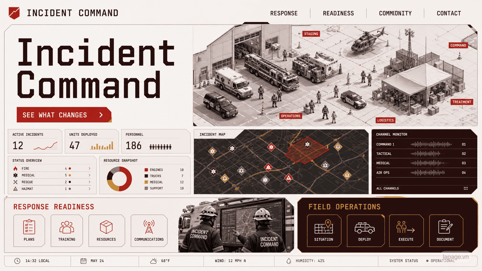 Full preview of the Incident Command website direction