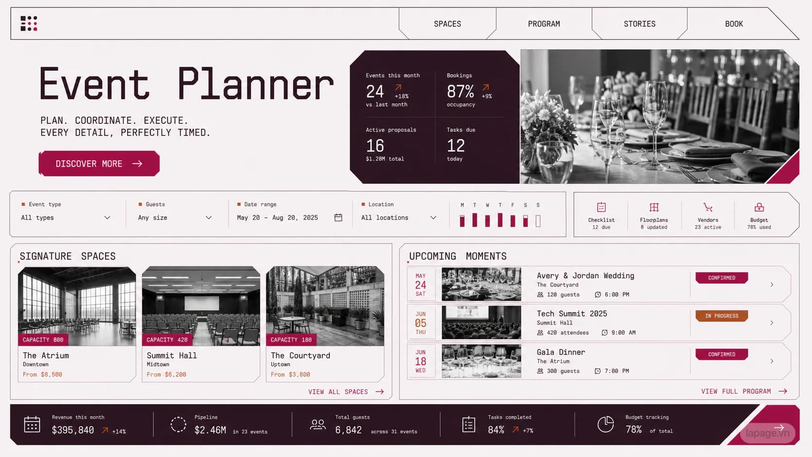 Preview of the related Event Planner website direction