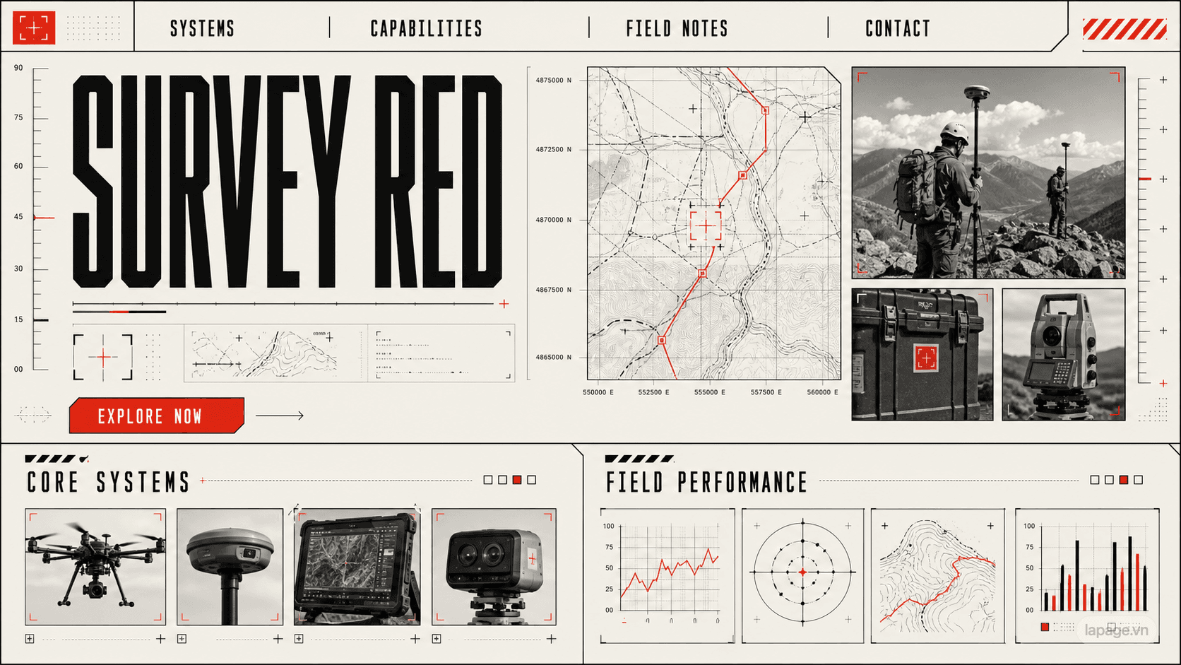 Full preview of the Survey Red website direction