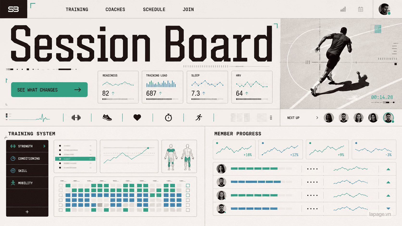 Full preview of the Session Board website direction