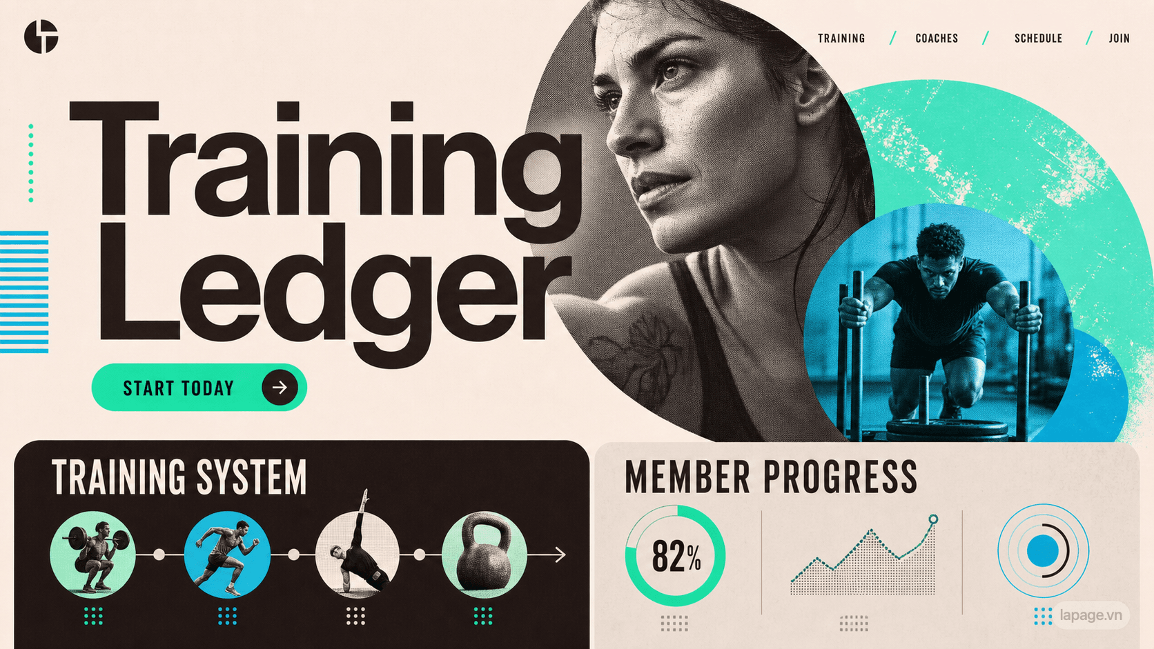 Full preview of the Training Ledger website direction