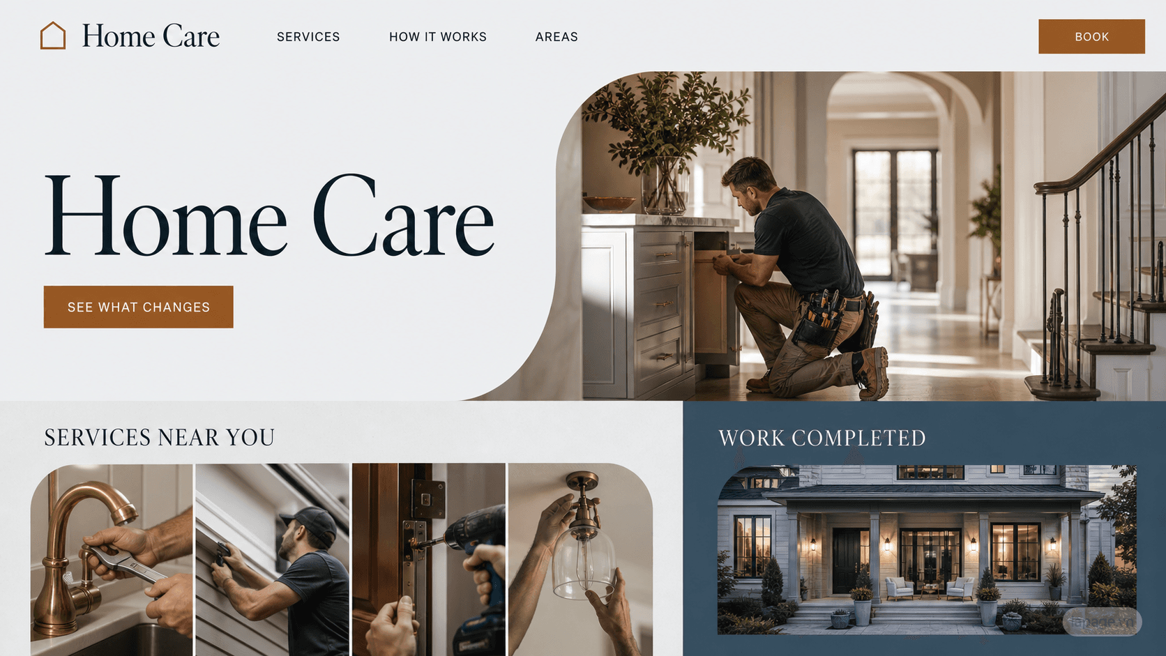 Full preview of the Home Care website direction