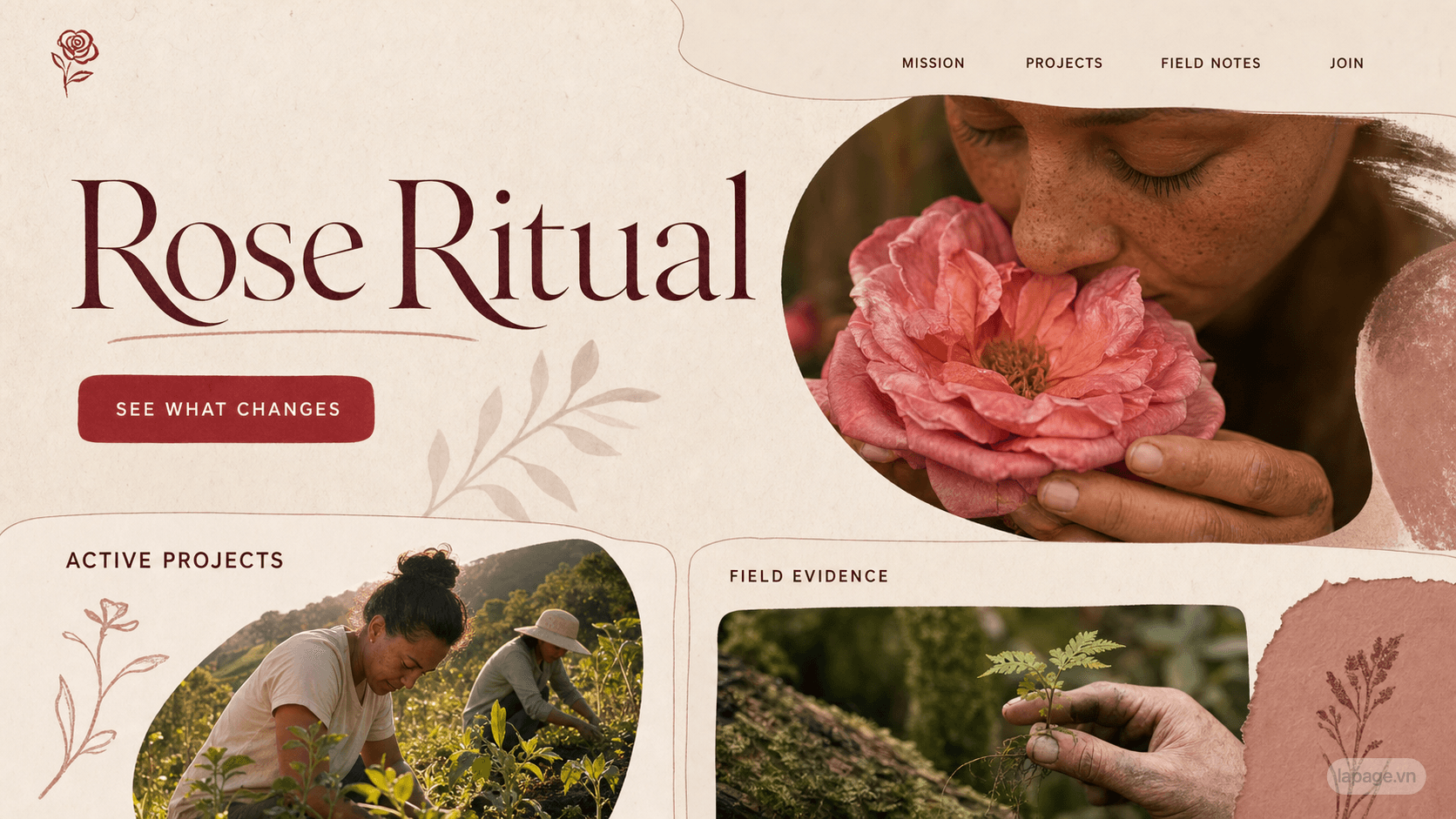Bản xem trước đầy đủ định hướng website Rose Ritual