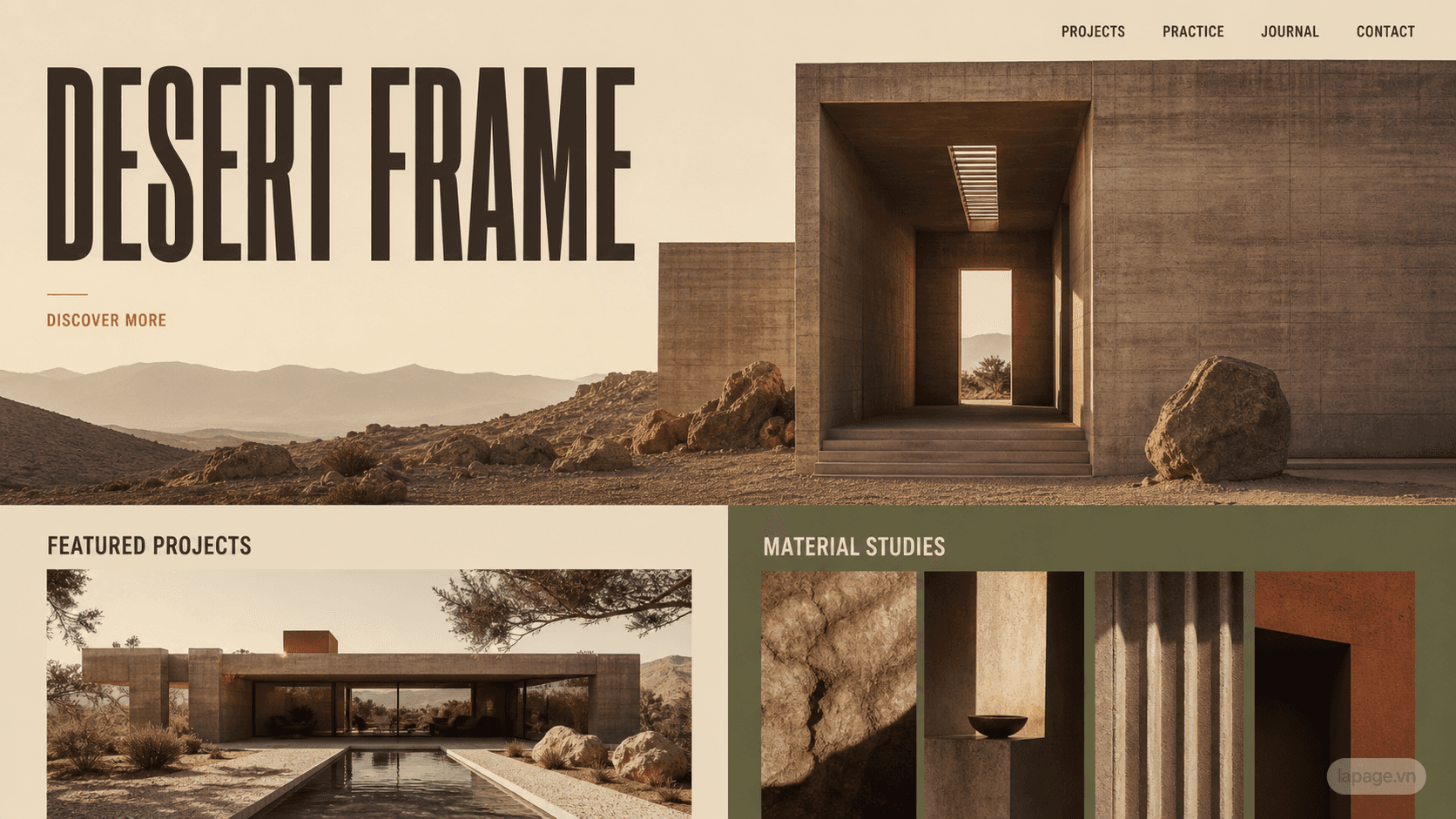 Full preview of the Desert Frame website direction