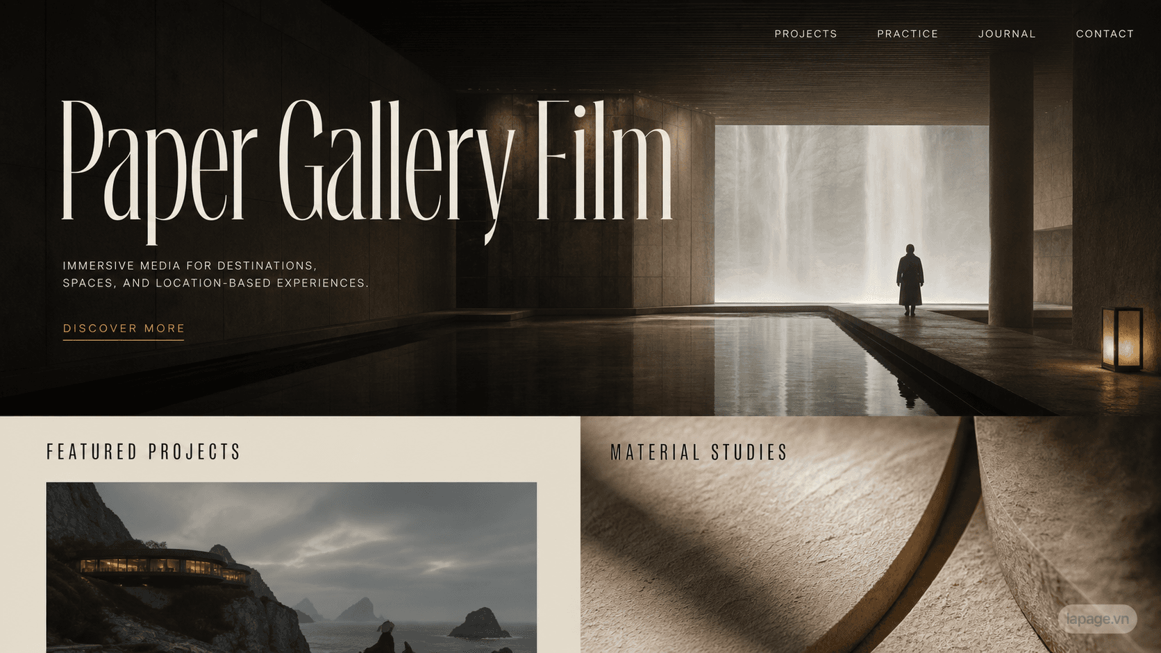 Preview of the related Paper Gallery Film website direction