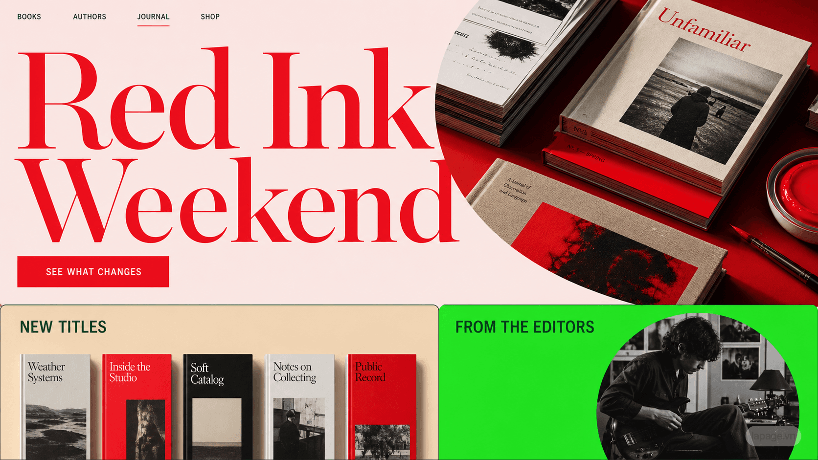 Preview of the related Red Ink Weekend website direction