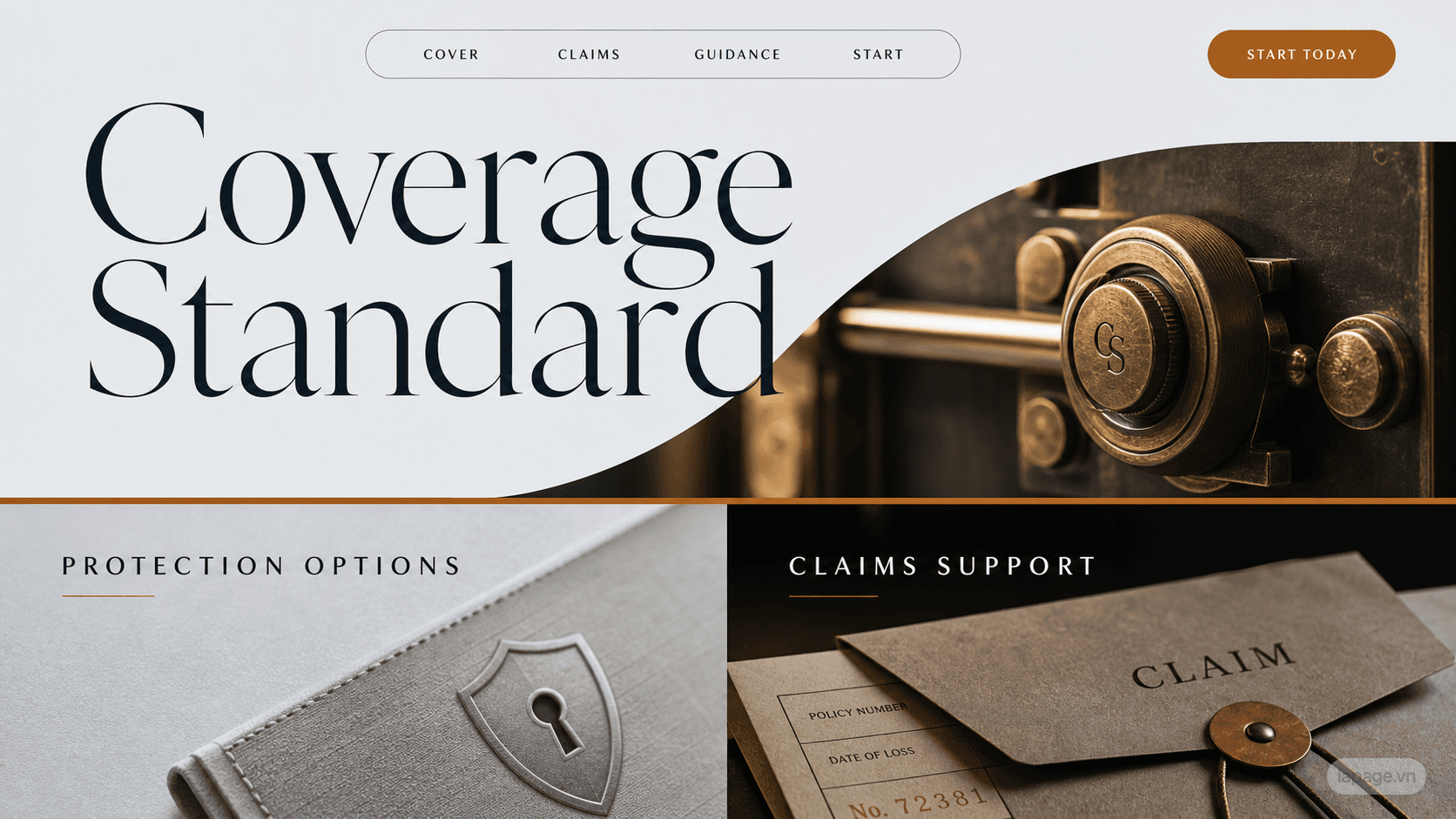 Full preview of the Coverage Standard website direction