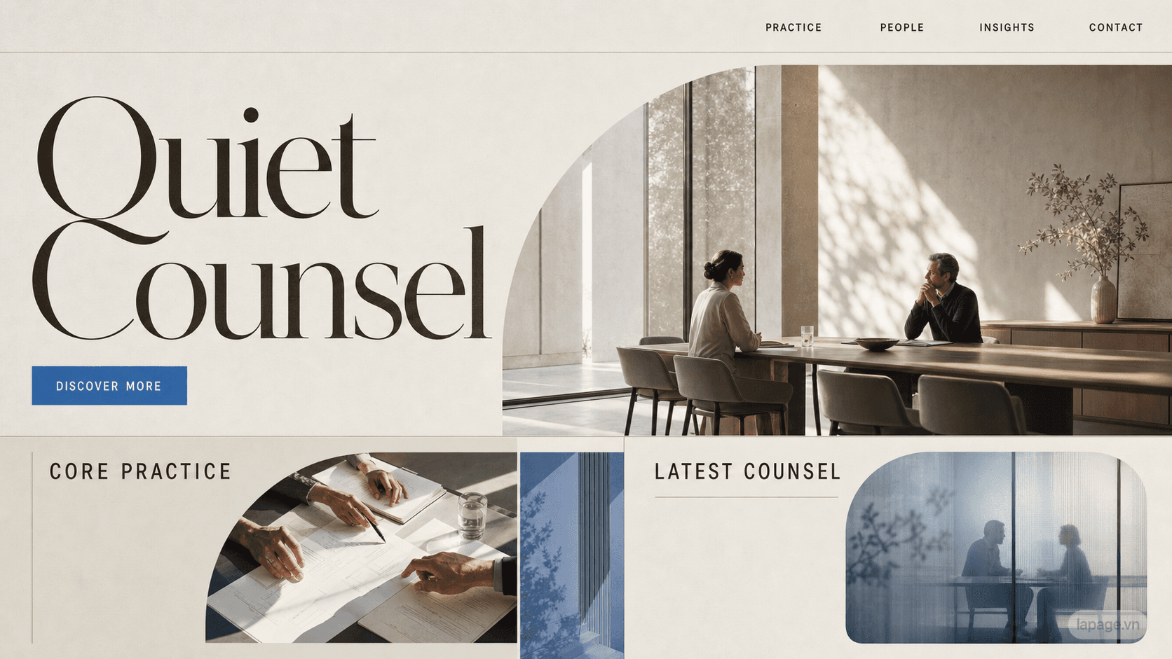 Full preview of the Quiet Counsel website direction