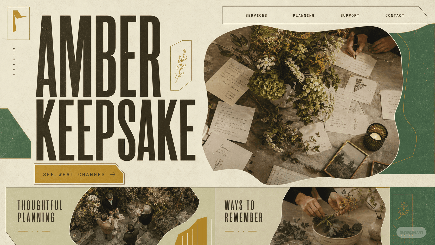 Full preview of the Amber Keepsake website direction