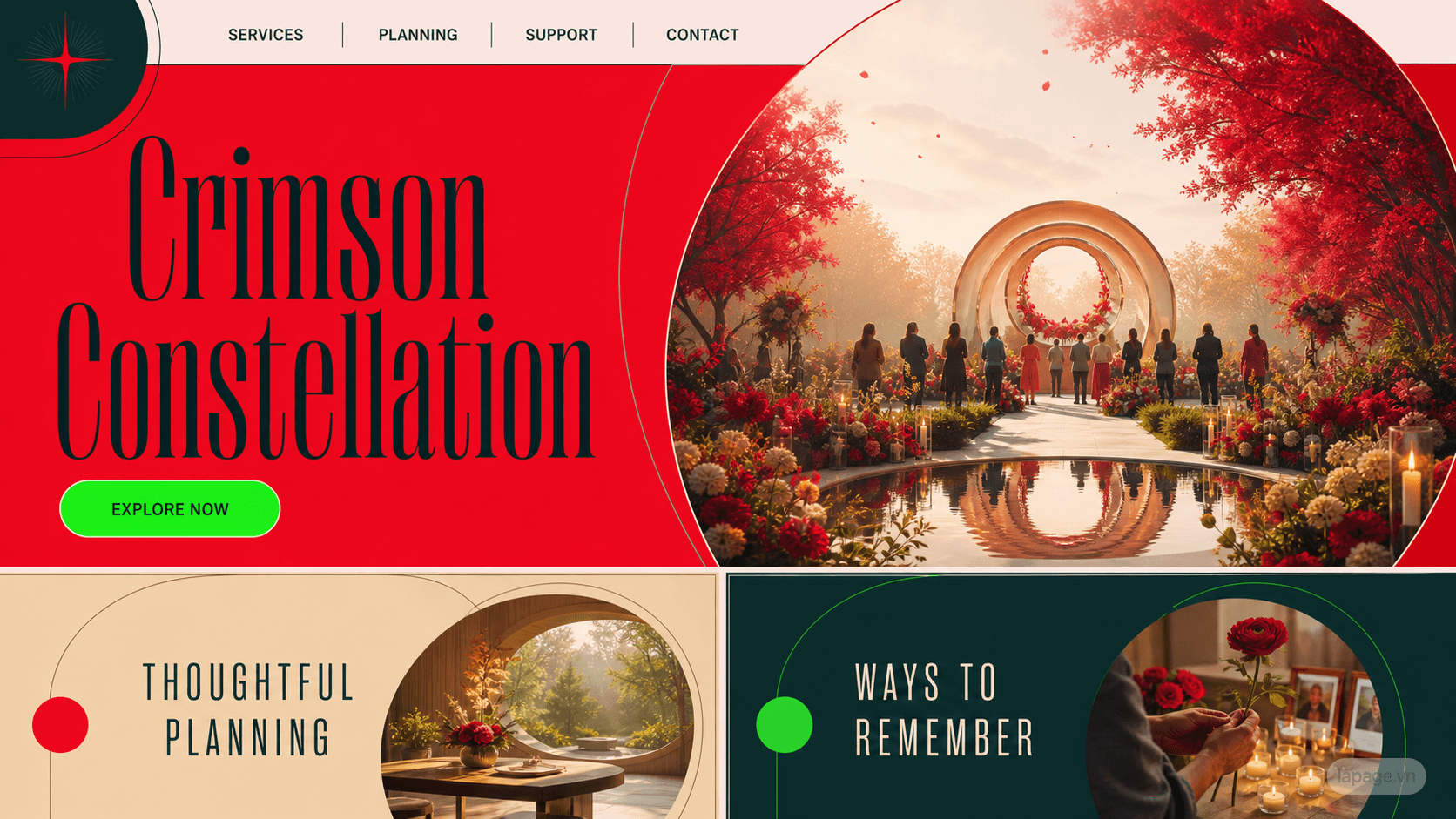 Full preview of the Crimson Constellation website direction
