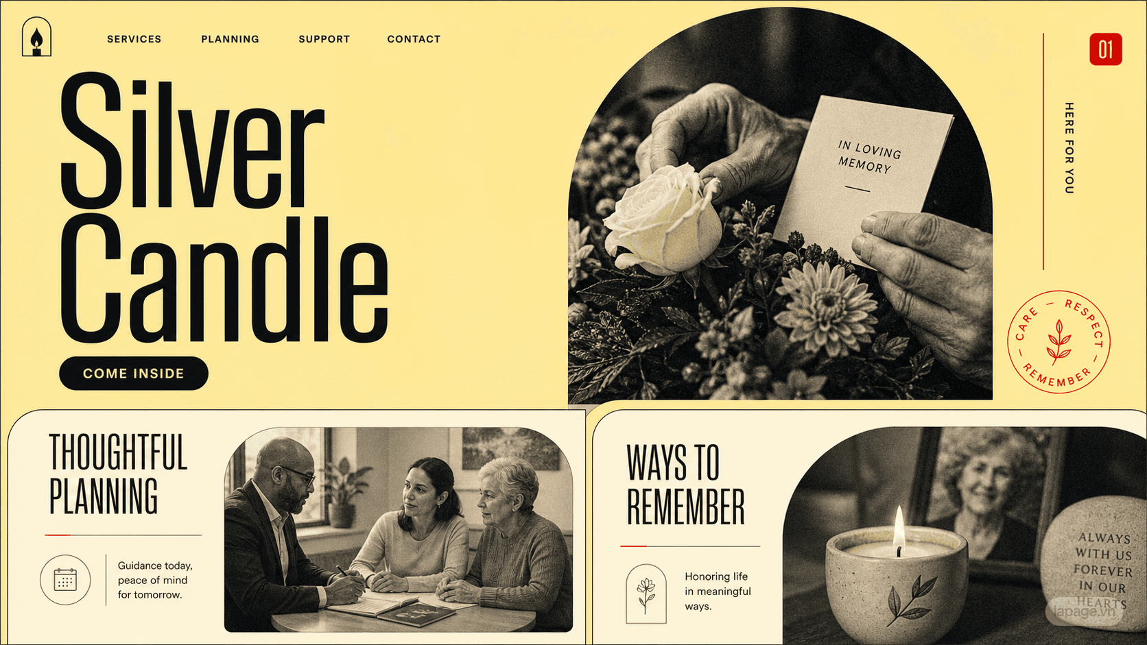 Full preview of the Silver Candle website direction