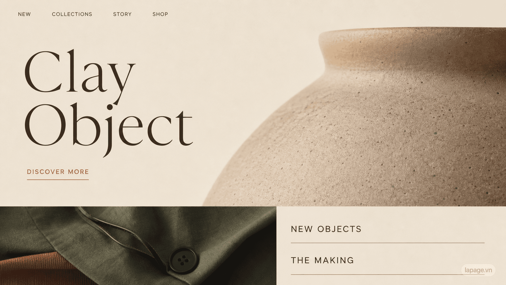 Bản xem trước đầy đủ định hướng website Clay Object