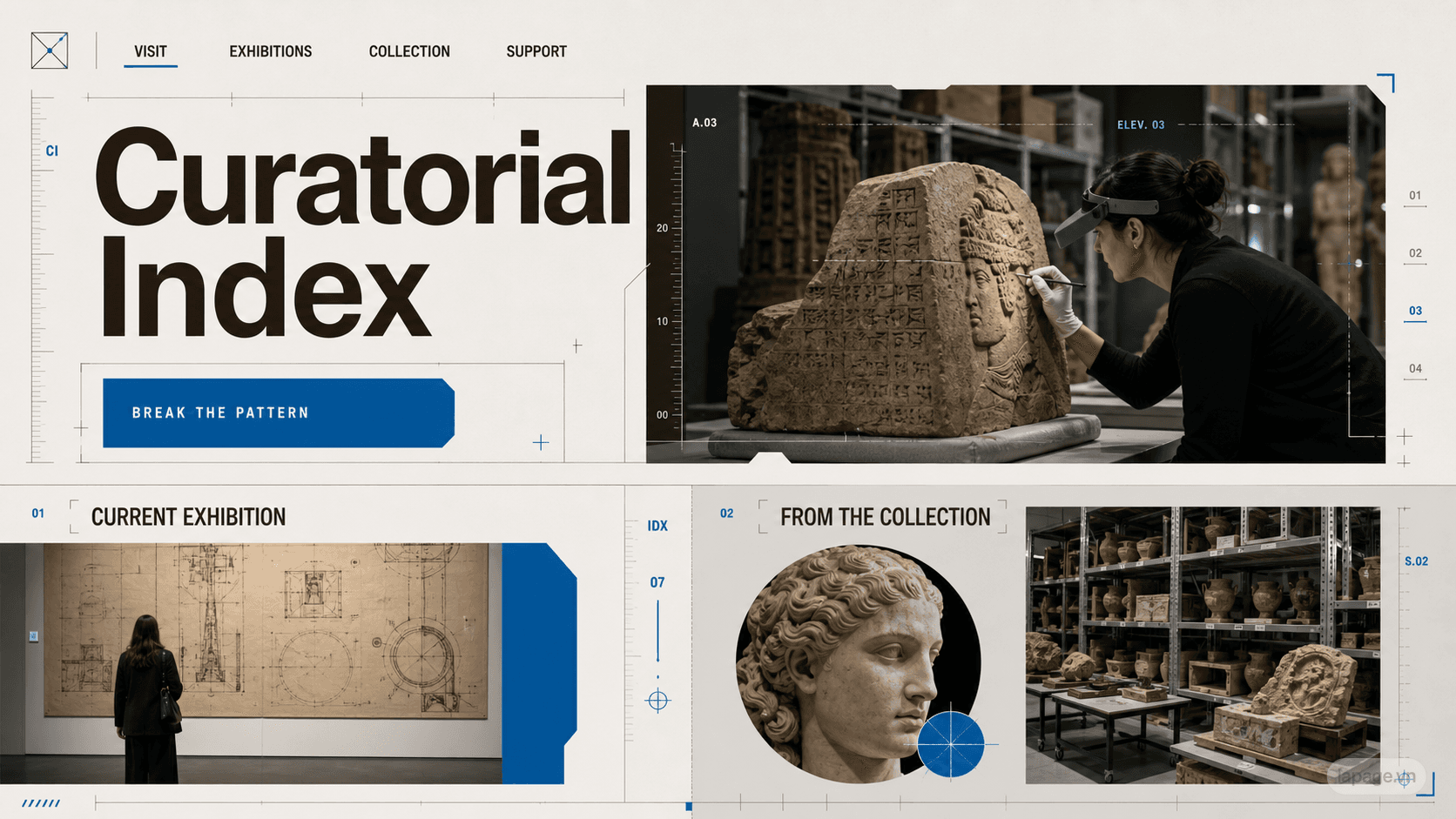 Full preview of the Curatorial Index website direction