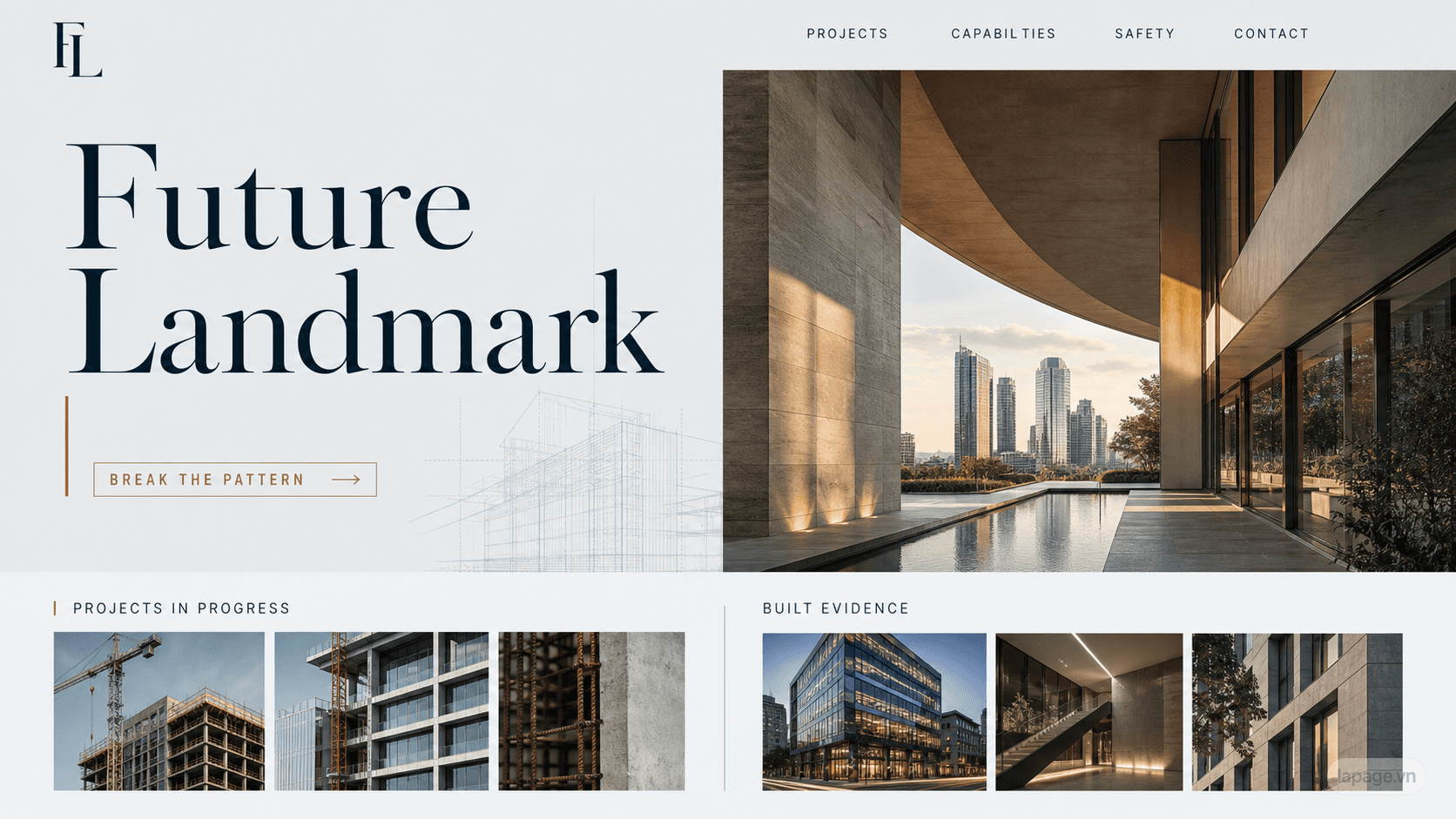 Preview of the related Future Landmark website direction