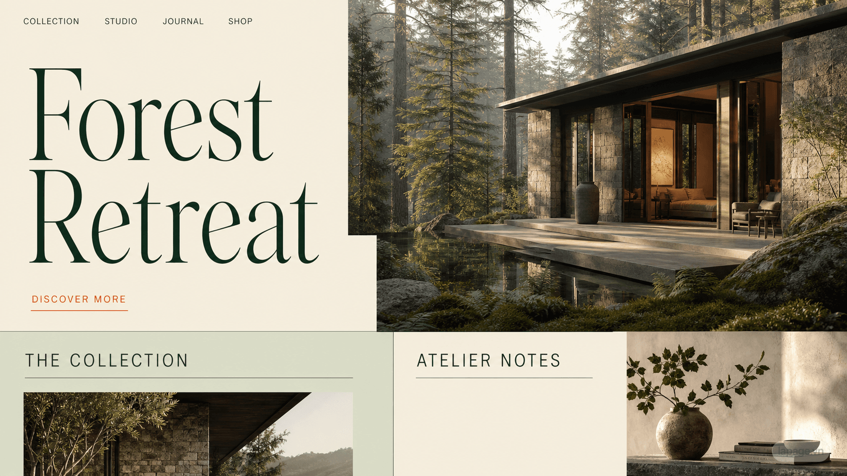 Preview of the related Forest Retreat website direction