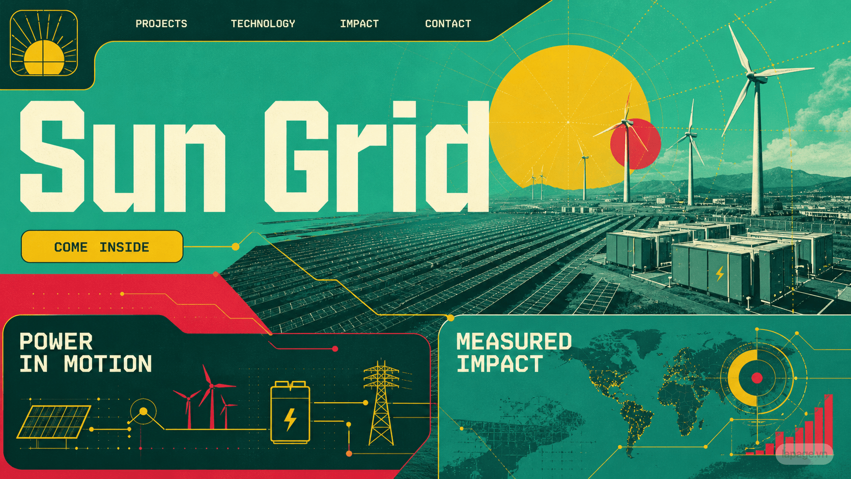 Full preview of the Sun Grid website direction