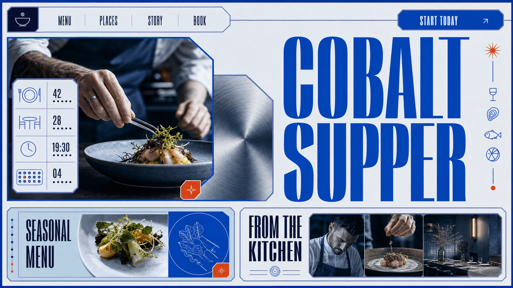 Full preview of the Cobalt Supper website direction