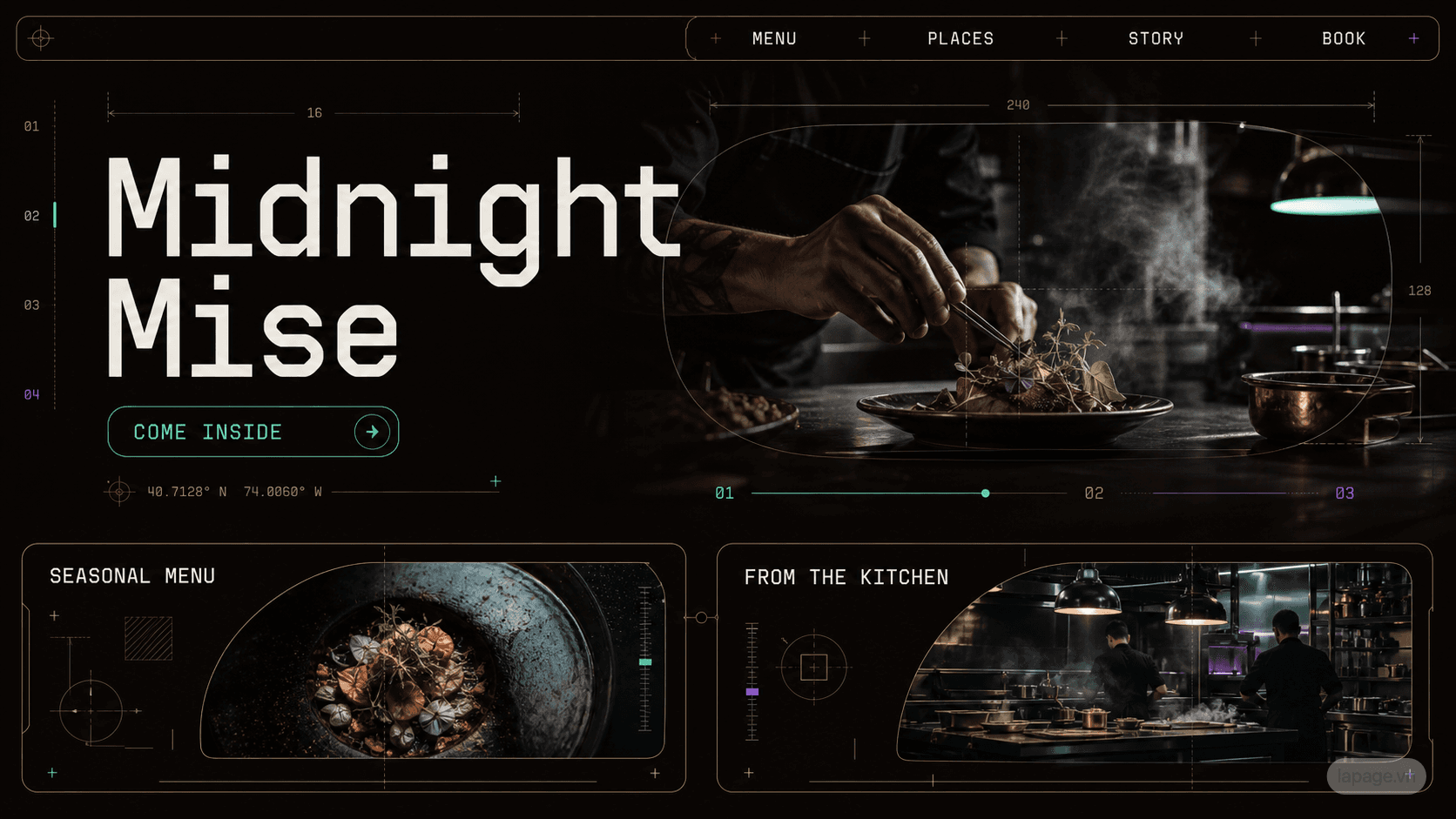 Full preview of the Midnight Mise website direction