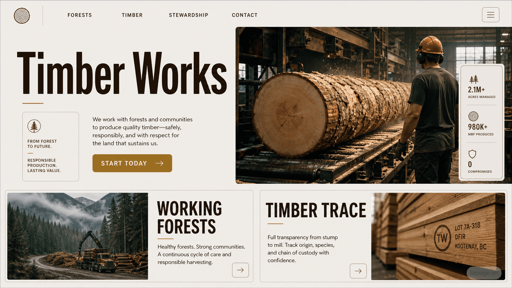 Preview of the related Timber Works website direction