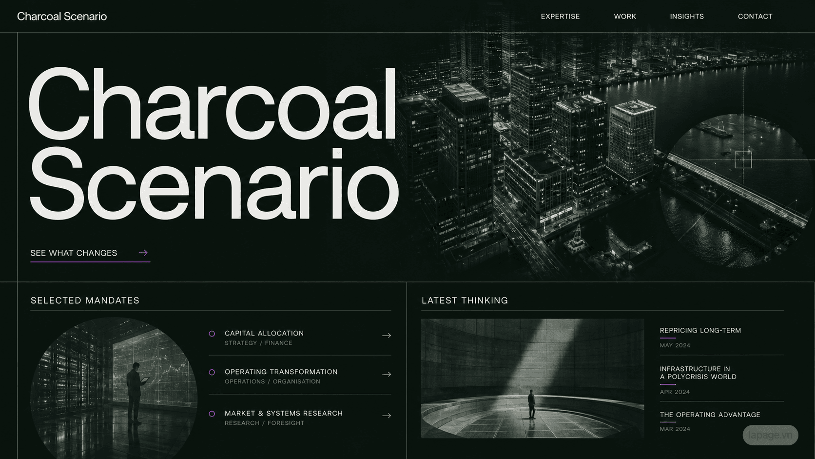 Preview of the related Charcoal Scenario website direction