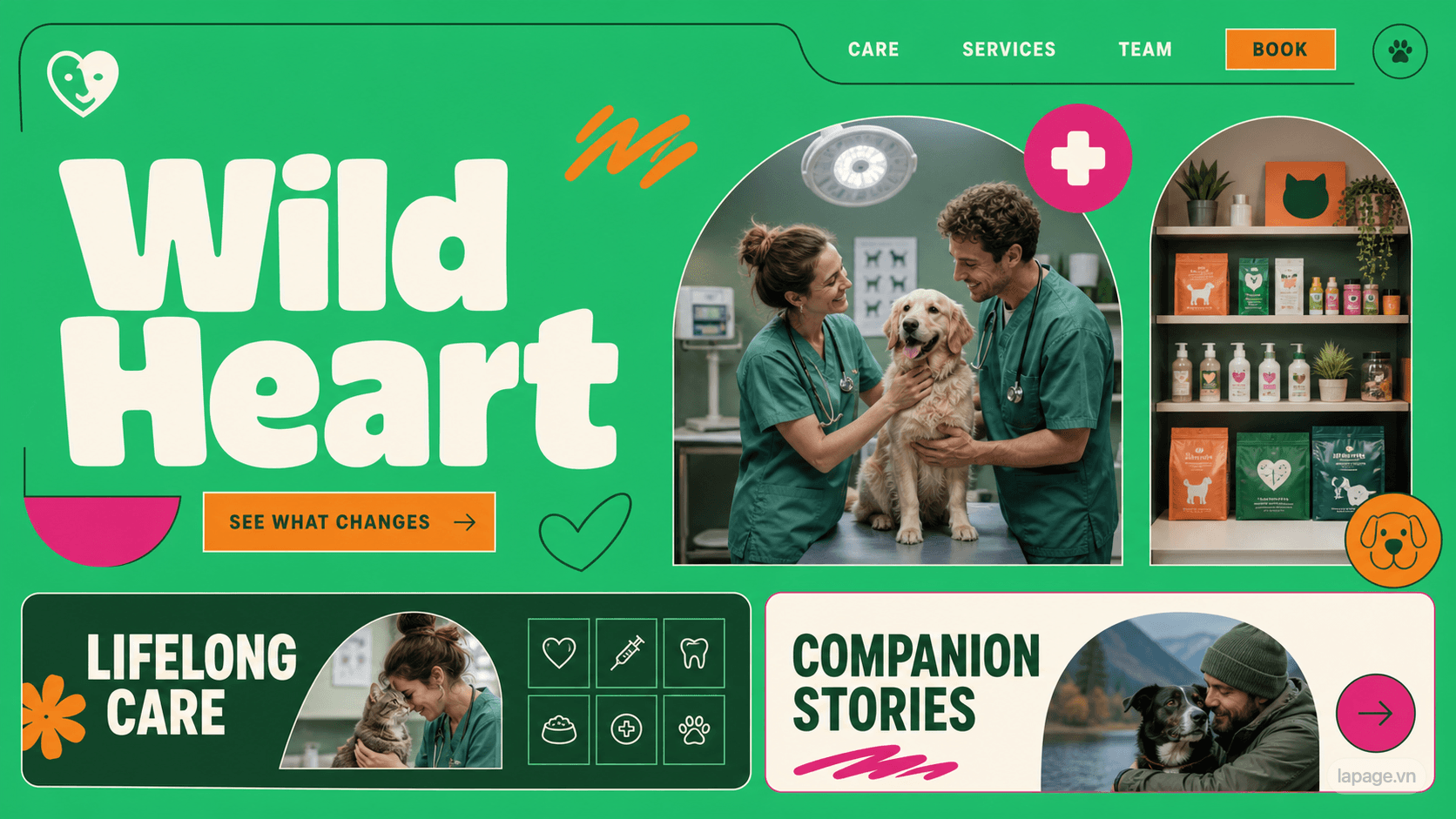 Full preview of the Wild Heart website direction