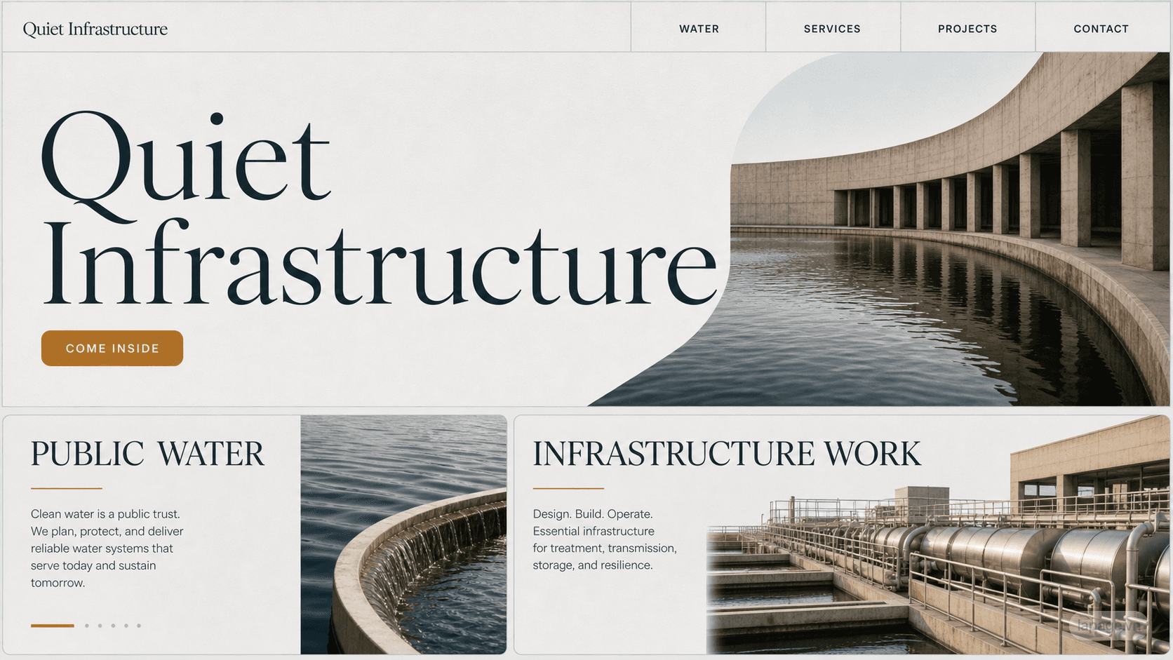 Full preview of the Quiet Infrastructure website direction