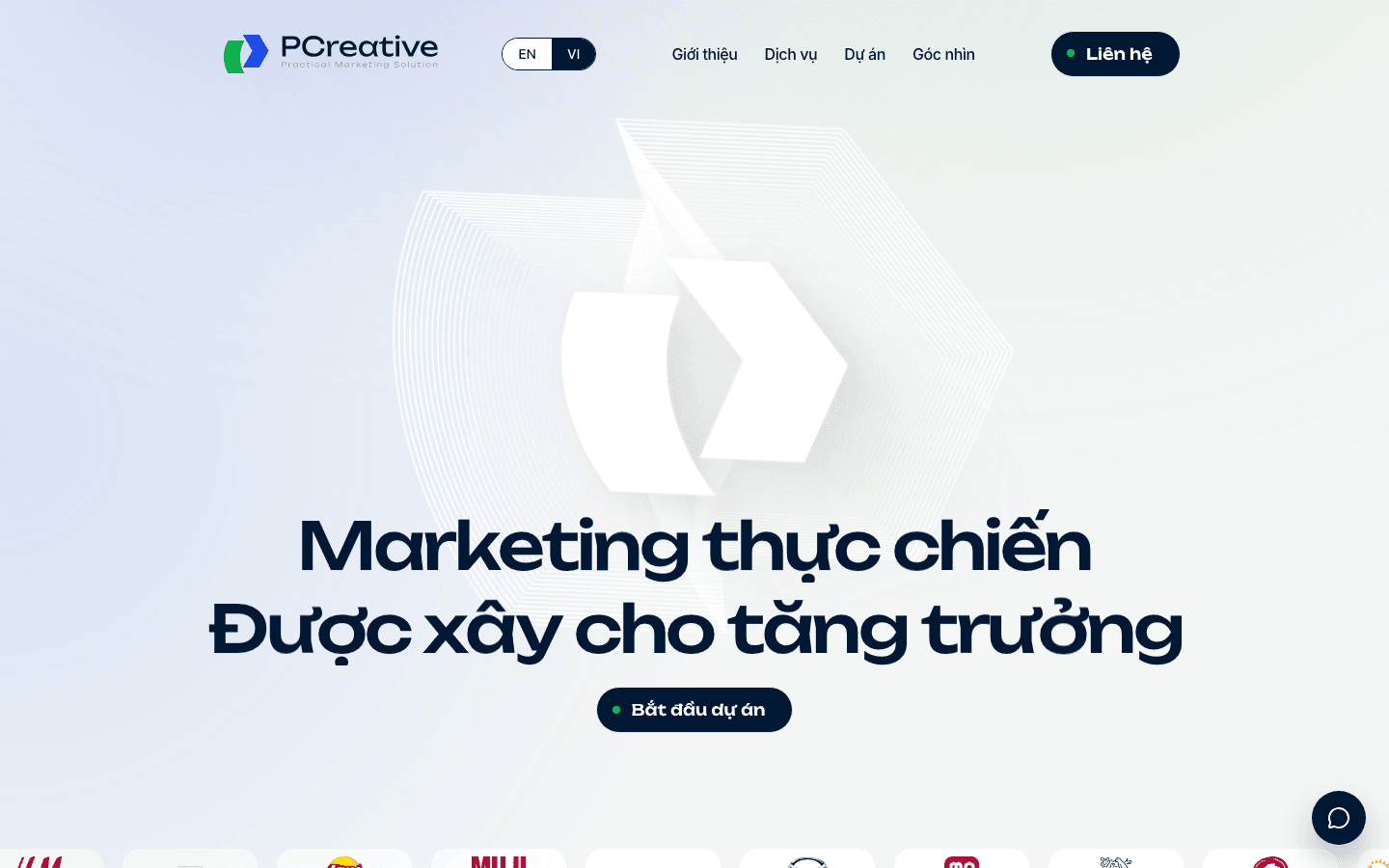 Trang chủ website agency marketing PCreative