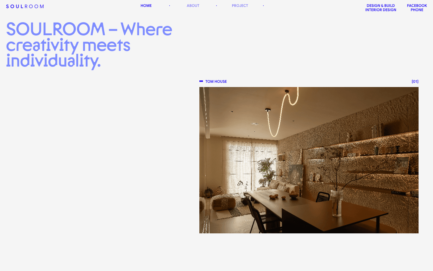 Soulroom interior design studio website homepage