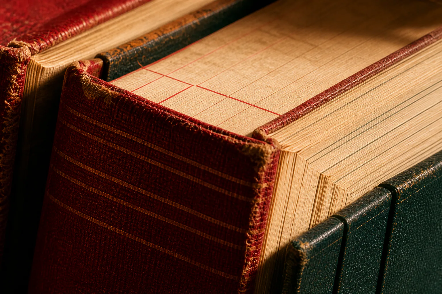 Close view of antique accounting ledgers