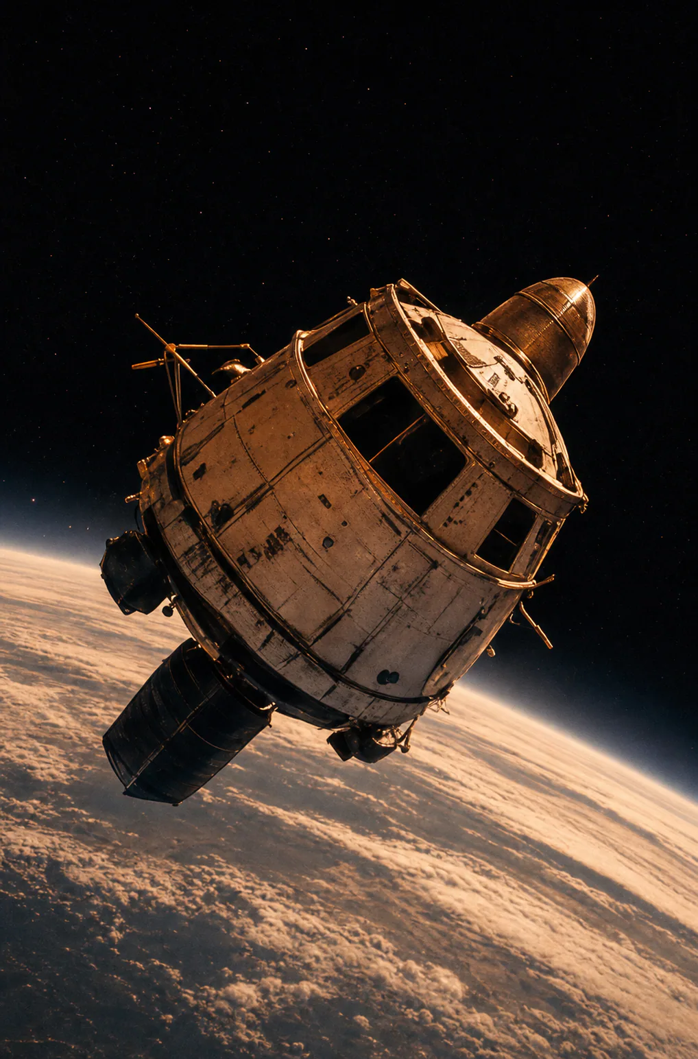 Crew capsule in low Earth orbit