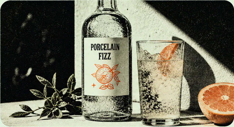 Cinder and Citrus bottle with a sparkling citrus drink and grapefruit