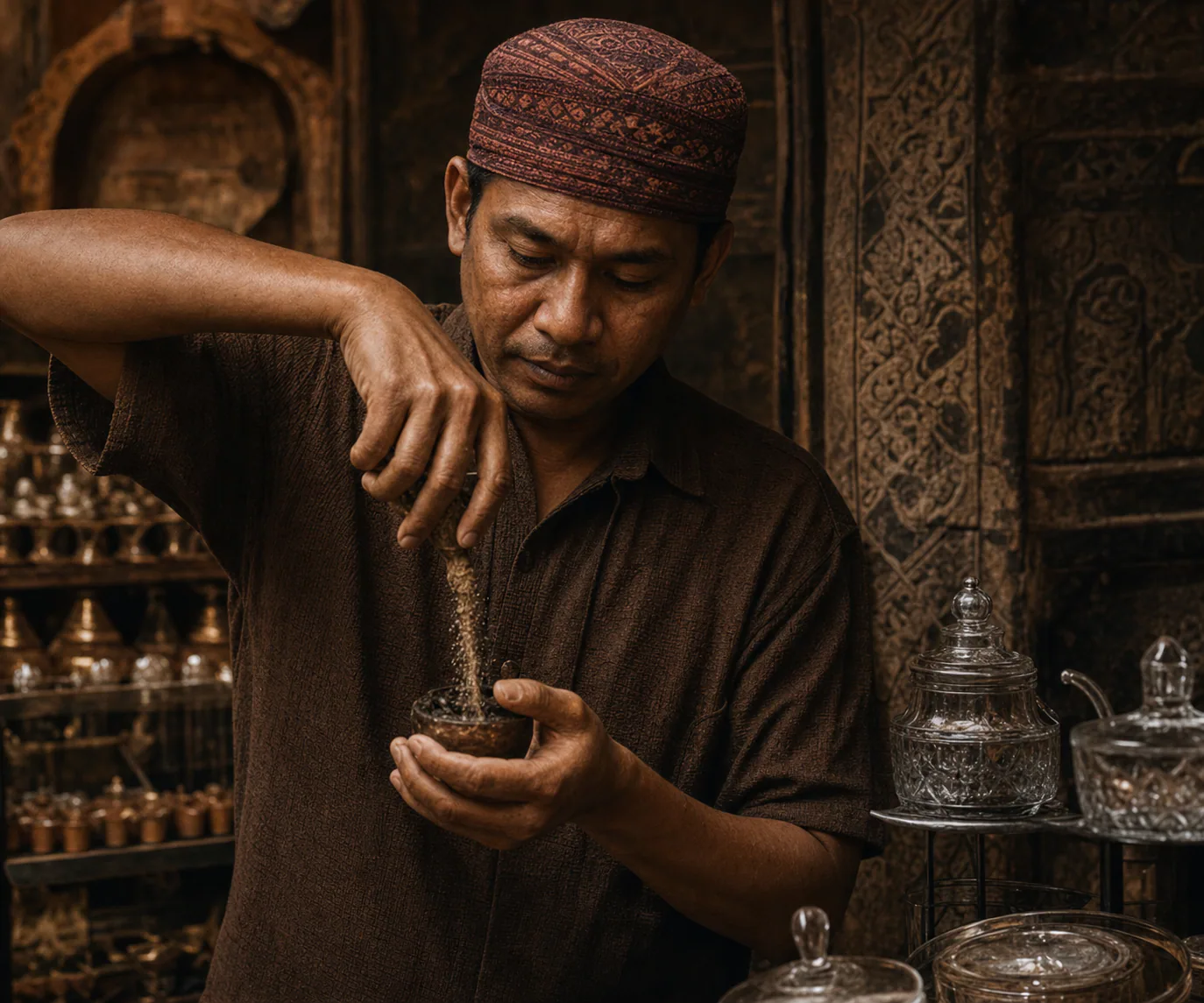 Local maker preparing a traditional craft