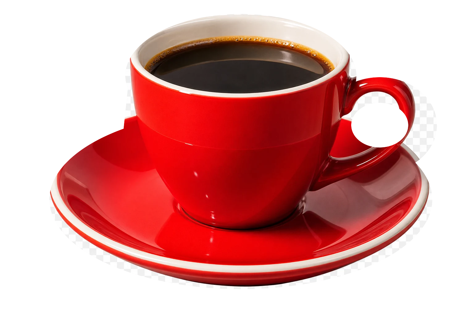 Red cup filled with brewed coffee