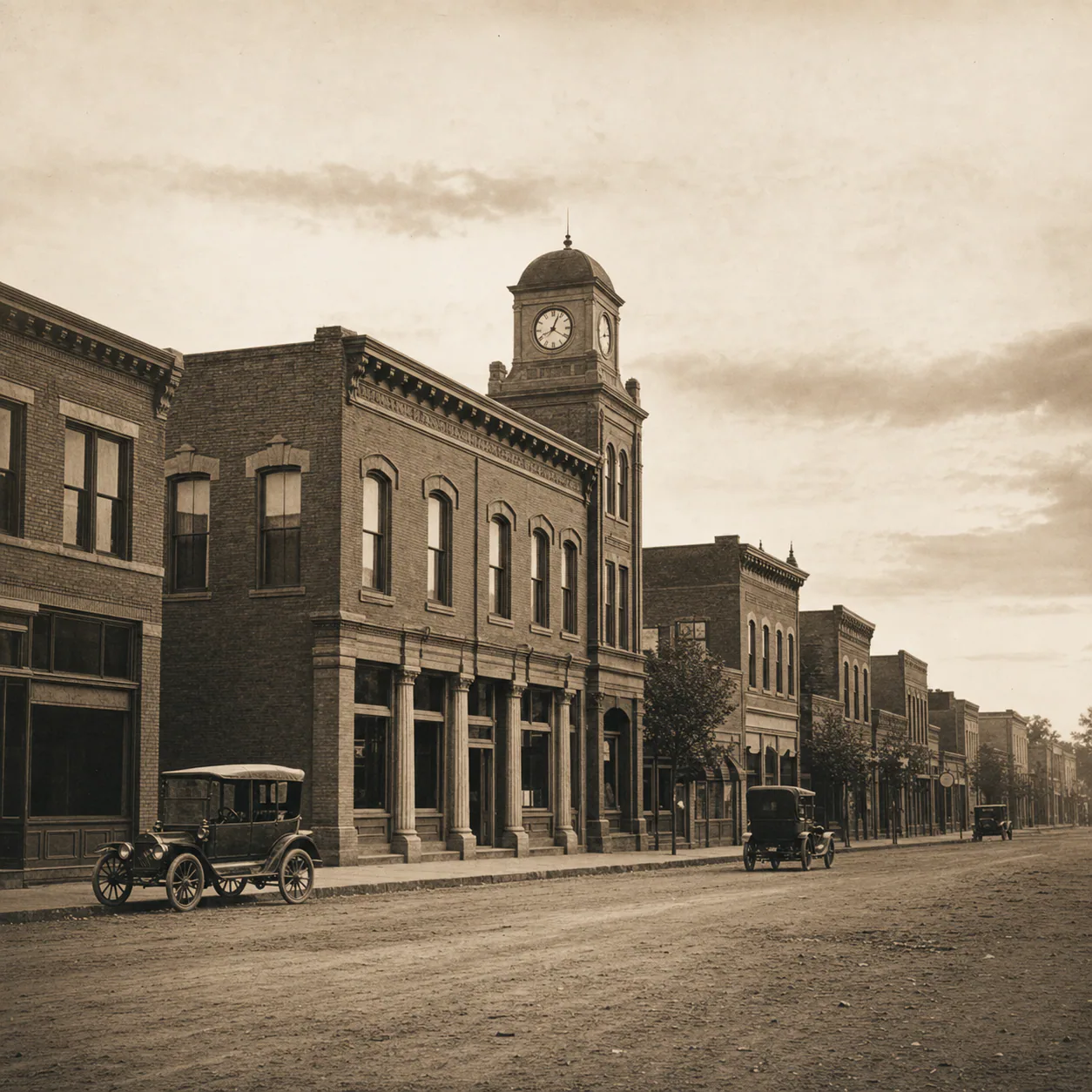 Historic downtown street near Northline's first branch