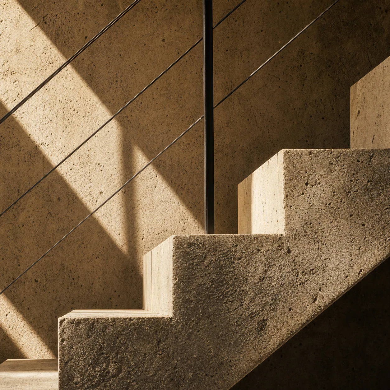 Sunlit stair detail inside the club