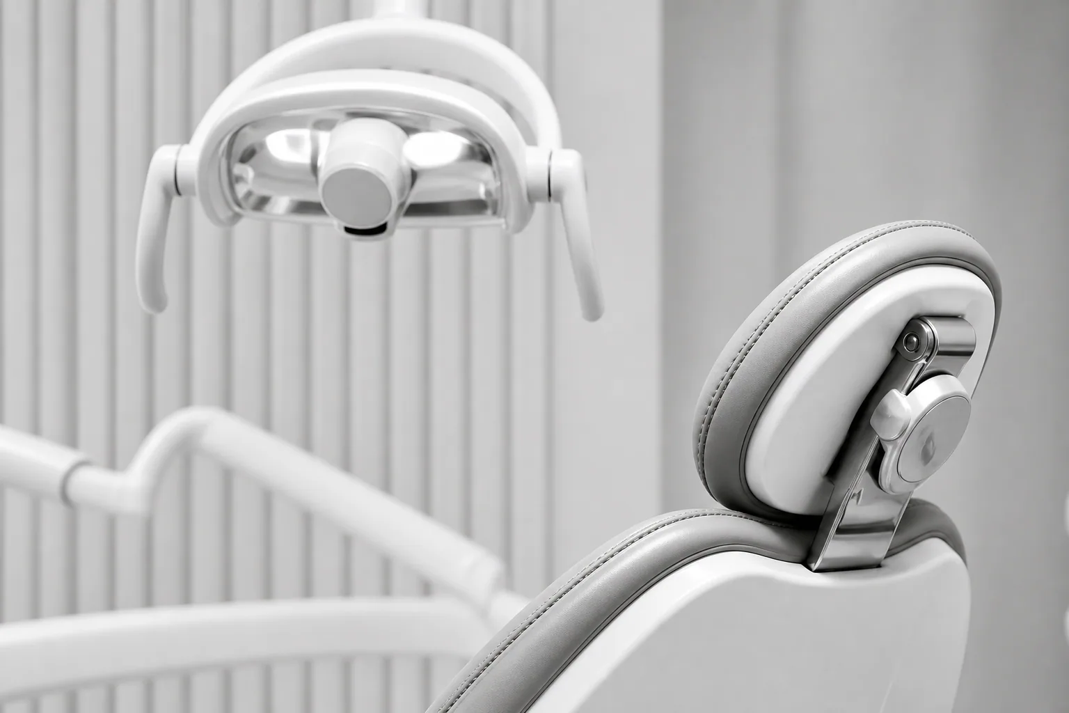 Modern dental chair prepared for a patient appointment